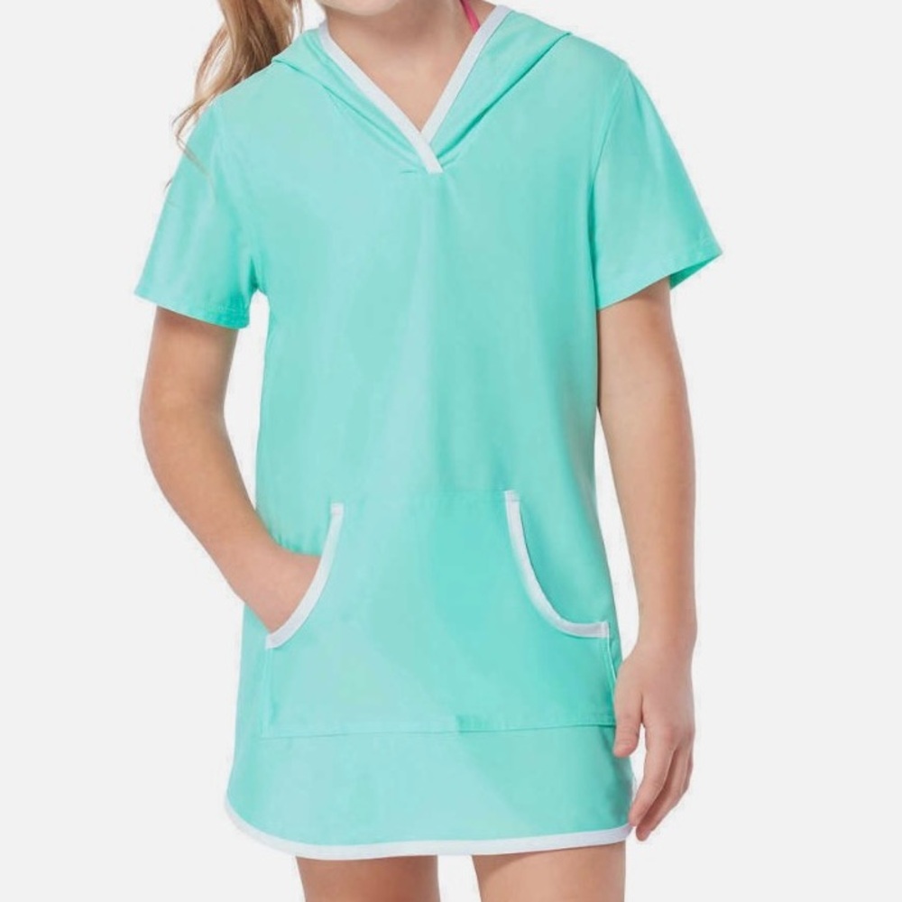 Free Country Girls' Hooded Kangaroo Cover Up Size M (10/12) UPF protection Green